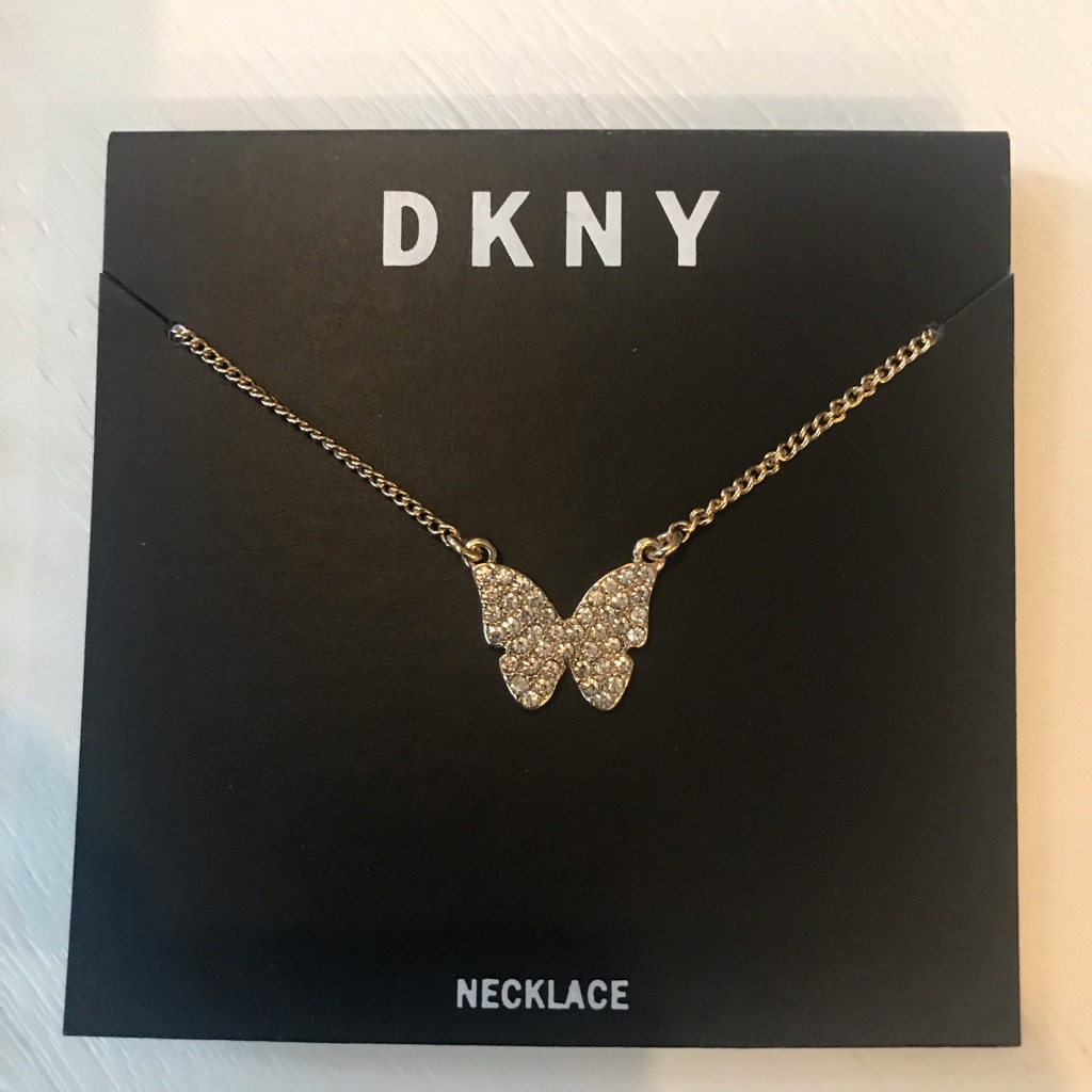 Butterfly Glitter Gold Necklace By Dkny